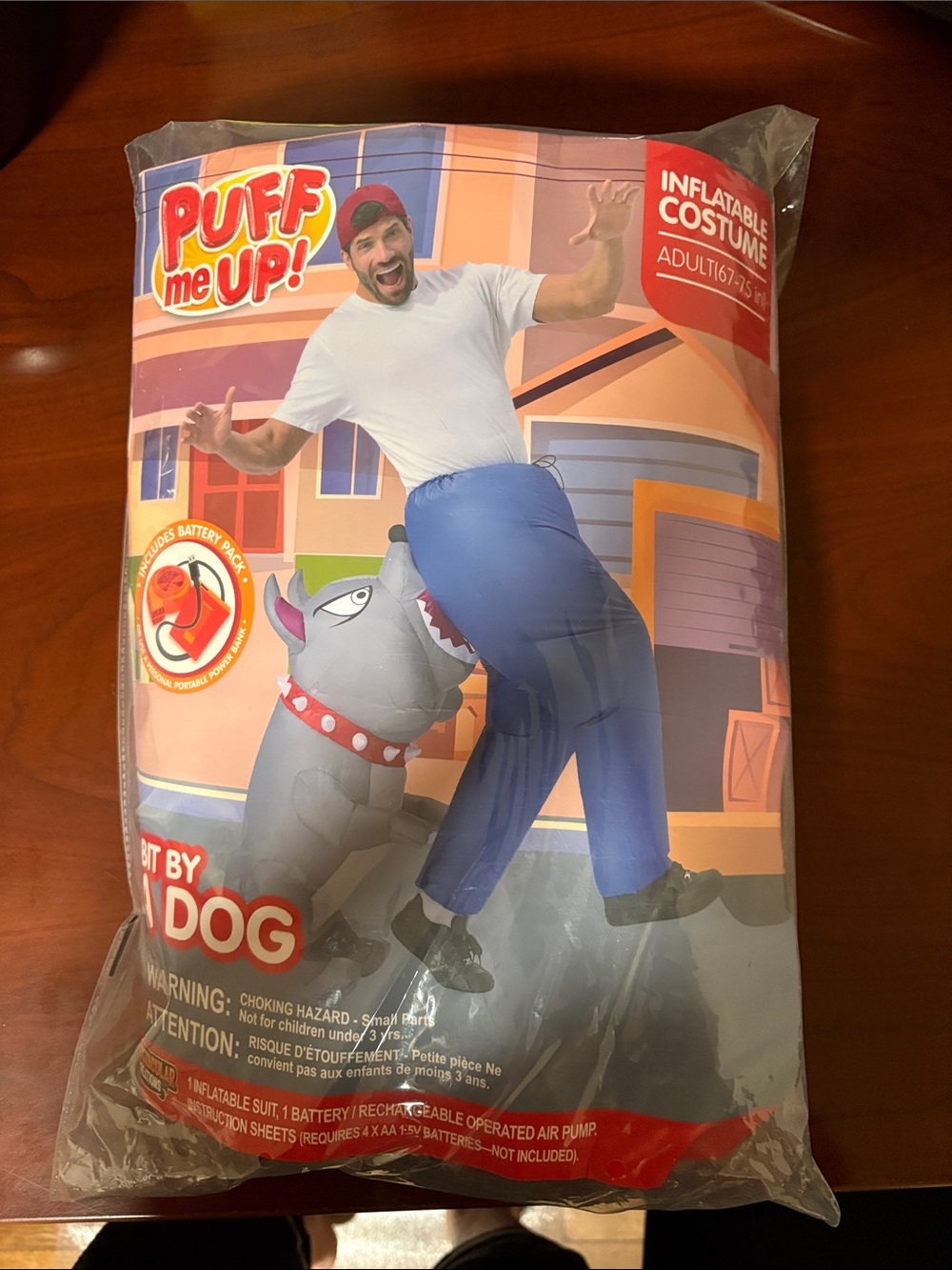 Inflatable Bite By Dog Costume - Blue